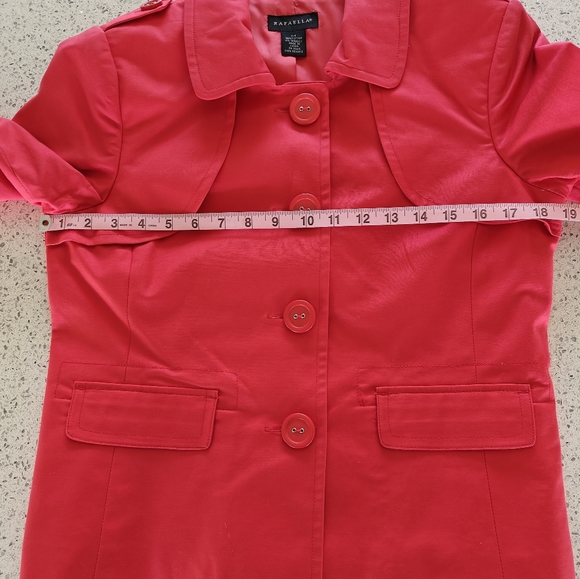 Rafaella Poppy Red Polished Cotton Jacket Size M - Picture 7 of 12
